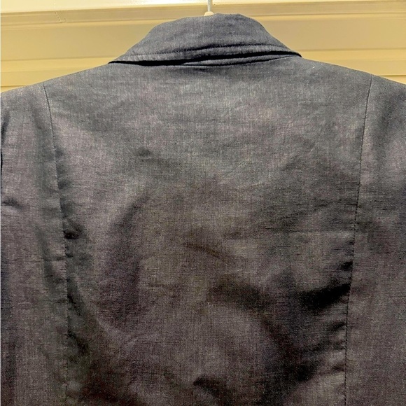 Black 100% Linen Blazer Size 10 Button Front Tailored Career Jacket - Picture 7 of 13